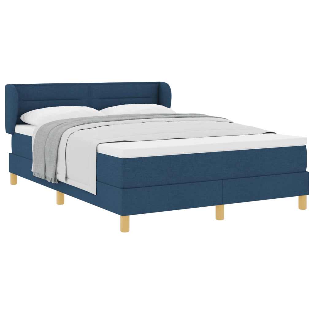 Letto a Molle Blu con Materasso Â– 140x200 cm Tessuto