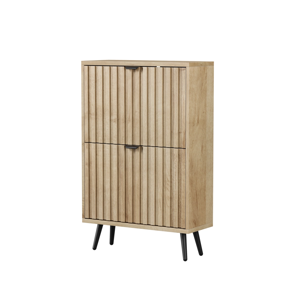 Scarpiera a ribalta salvaspazio in MDF e truciolare color rovere