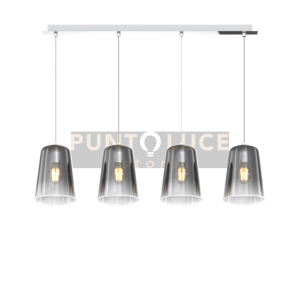 SOSPENSIONE CROMO RETTANGOLARE 4 LUCI CROMO 1164CR-S4 R-CR