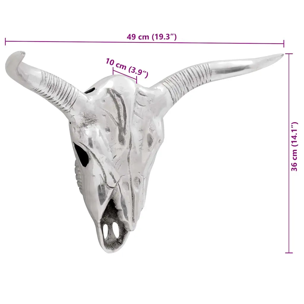 Teschio di toro Argento 49 x 10 x 36 cm Alluminio CFW2767091