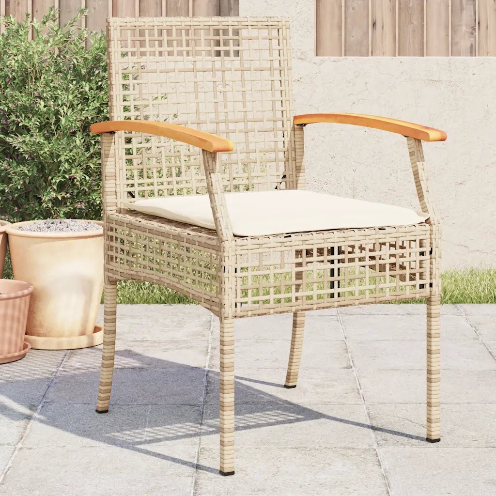Sedie da Giardino con Cuscini 4 pz | Sedie da Esterno Beige in Polyrattan e Acacia