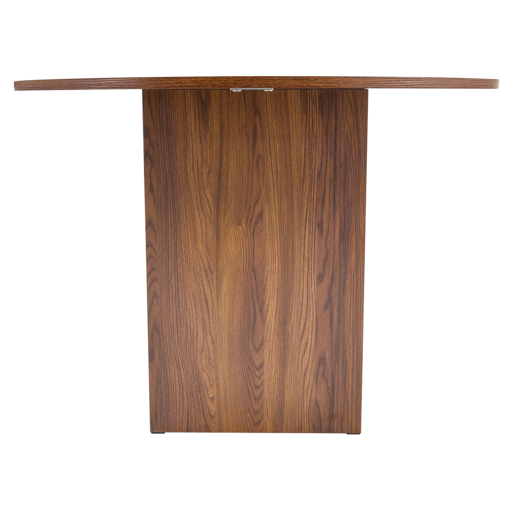 Tavolo da pranzo rotondo con vani aperti in MDF effetto noce, per 4-6 persone, per cucina e sala da pranzo, 100 × 76 cm
