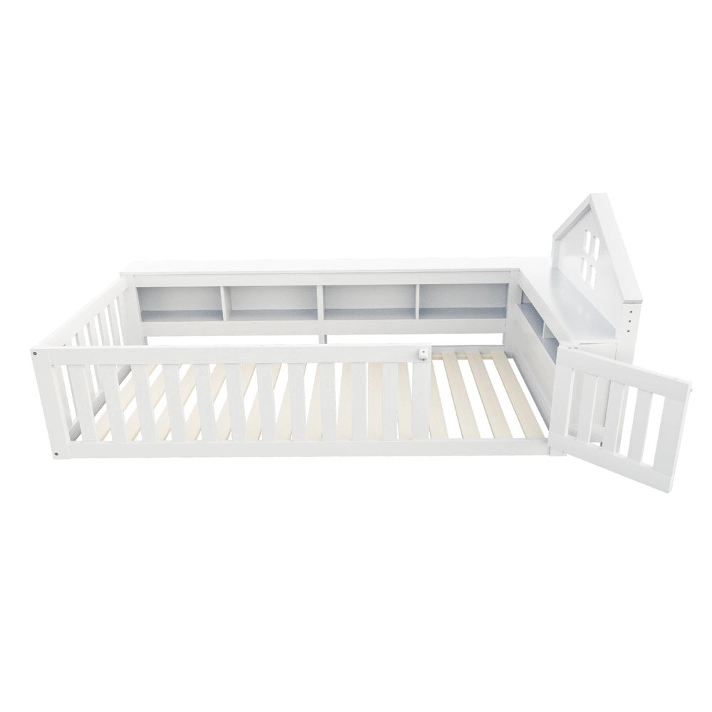 Letto Singolo per Bambini con Contenitore e Rete a Doghe ¨C MINIMAL ¨C Massello Bianco 90x200