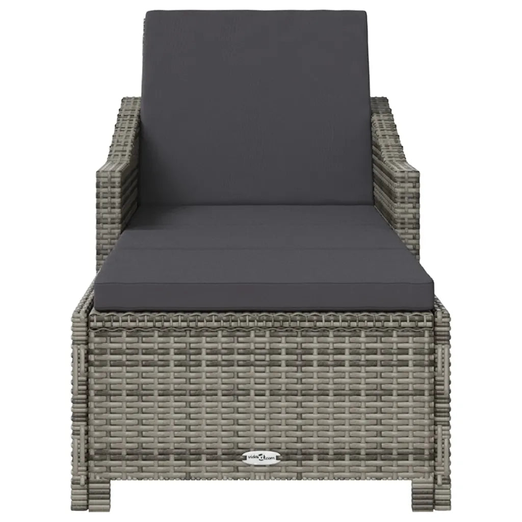 Lettino Prendisole con Cuscino Grigio Scuro Polyrattan Grigio cod mxl 23228
