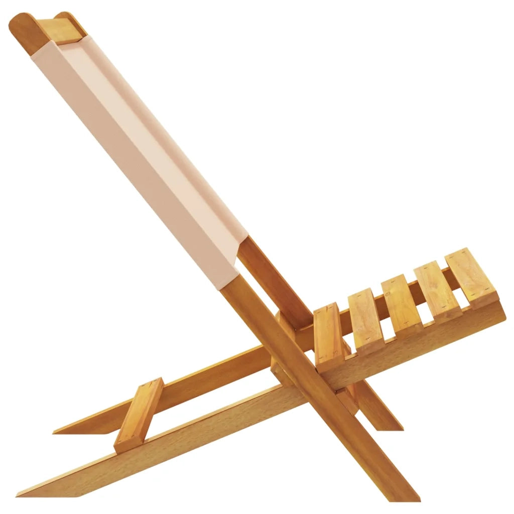 Sedie da Giardino Pieghevoli 8pz Beige Tessuto e Legno Massello 3214648