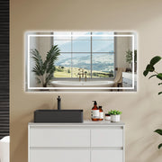 AICA Specchio Da Bagno Rettangolare Da 120x80cm con LED, Antiappannamento, 3 Temperature Colore
