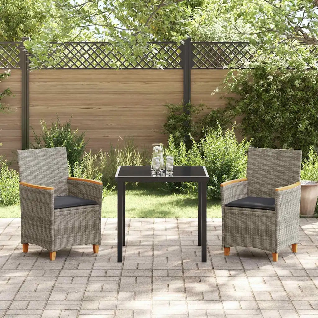 Set da Pranzo per Giardino 3 pcs Grigio polyrattan 3381093