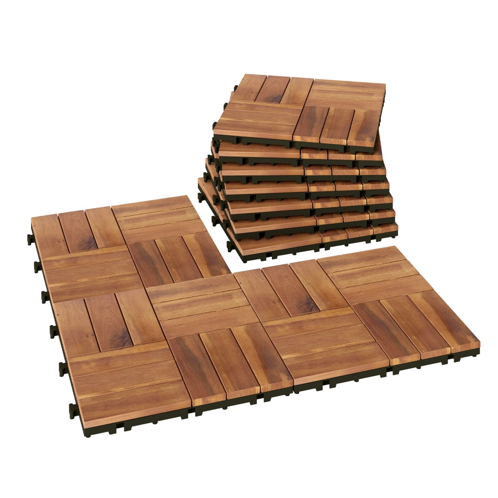 Set di 10 piastrelle per esterno in legno 31x31 cm ¨C zephmum ¨C marrone scuro