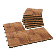 Set di 10 piastrelle per esterno in legno 31x31 cm ¨C zephmum ¨C marrone scuro