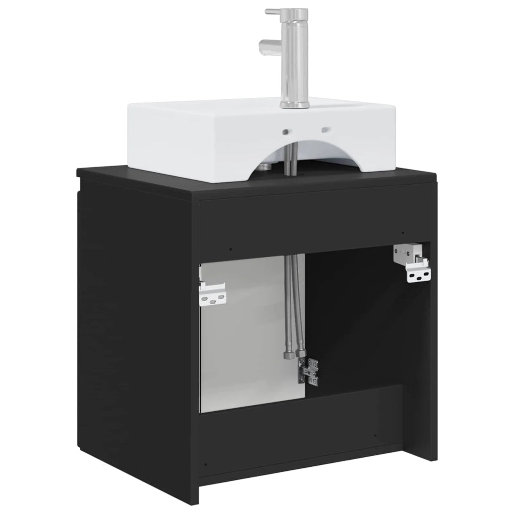 Mobile Lavabo da Parete Nero 49,5 x 41 x 62,5 cm 890413