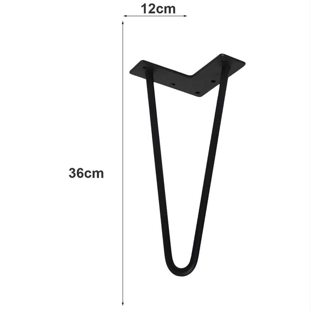 4x Gambe Piedi Tavolo Tavolino Mobili Sgabello 36cm Metallo Design Moderno Nero