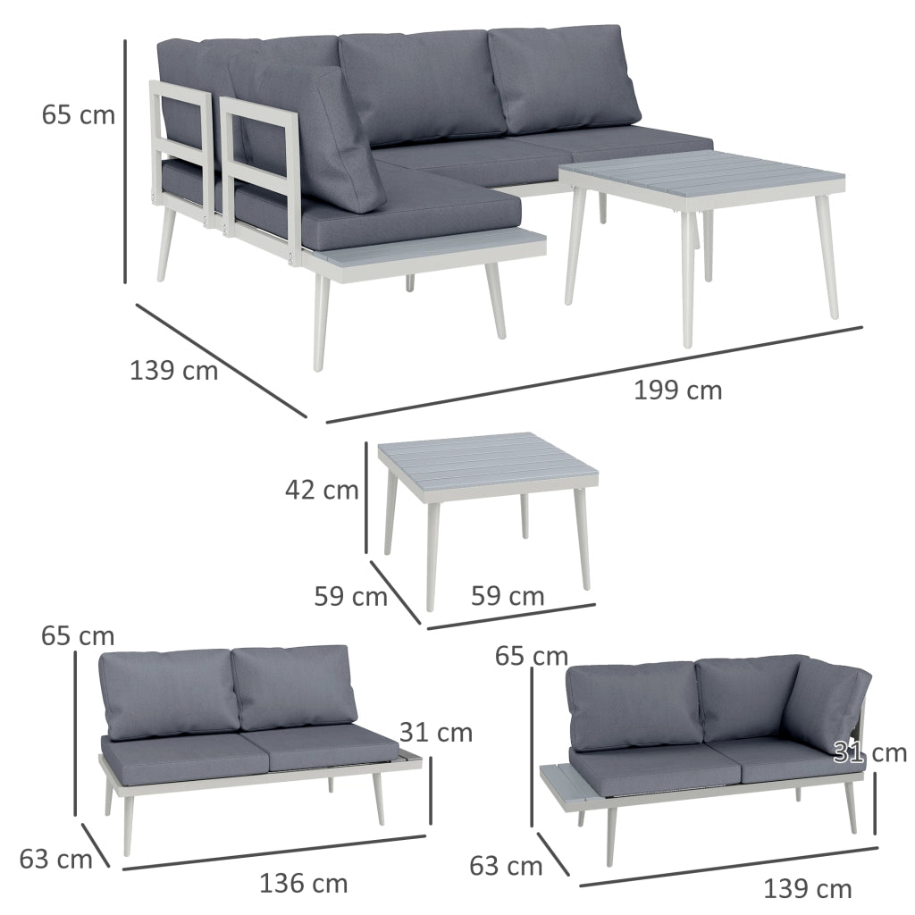 Set Salotto Giardino 2 Divani con Cuscini e Tavolino ¨C Zephmum ¨C Grigio