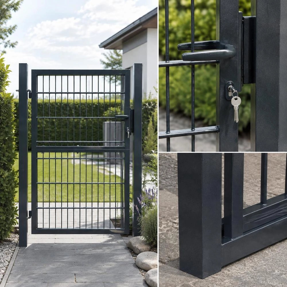 2D Fence Gate (single Gate) Anthracite Grey 106x170 Cm