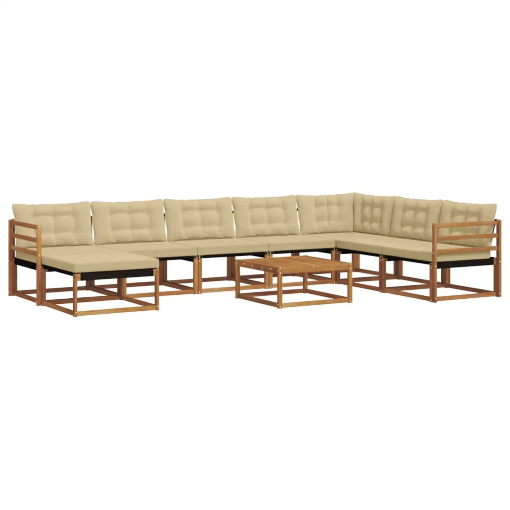 Set di divani da esterno con cuscino 9 pcs Naturale e Beige 3369760