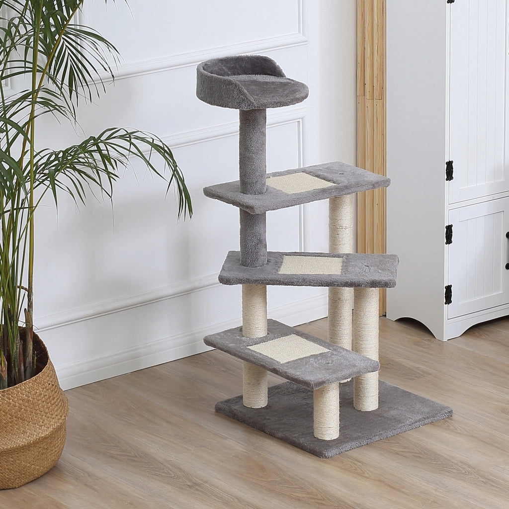 Tiragraffi per Gatti con Lettino ¨C zephmum ¨C Grigio, Peluche, 100cm
