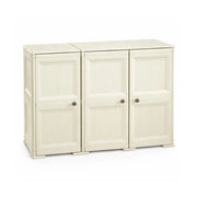 ARMADIO 3 ANTE ANGORA 118X43X85,5 CM CON PUNTALI E ANTE EFFETTO LEGNO – MOBILE CONTENITORE MULTIUSO PER SALOTTO E BALCONE COPERTO