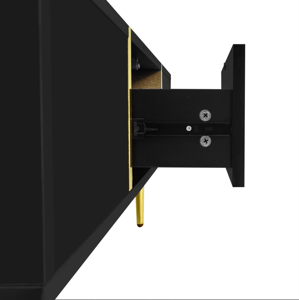 Tavolino da caffè moderno nero lucido con 2 cassetti; 100 x 60 x 41;5 cm; in MDF