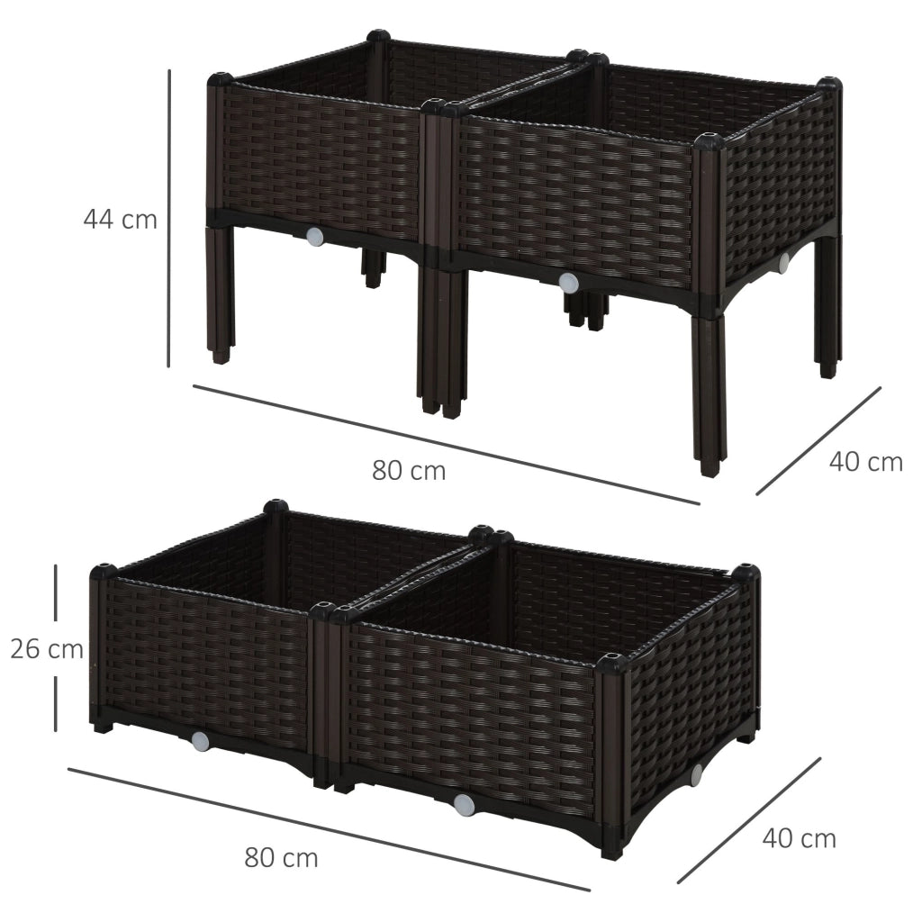 Fioriera da Giardino 2 Piani ¨C Xylo ¨C Effetto Rattan Intrecciato Marrone 80x80x44cm