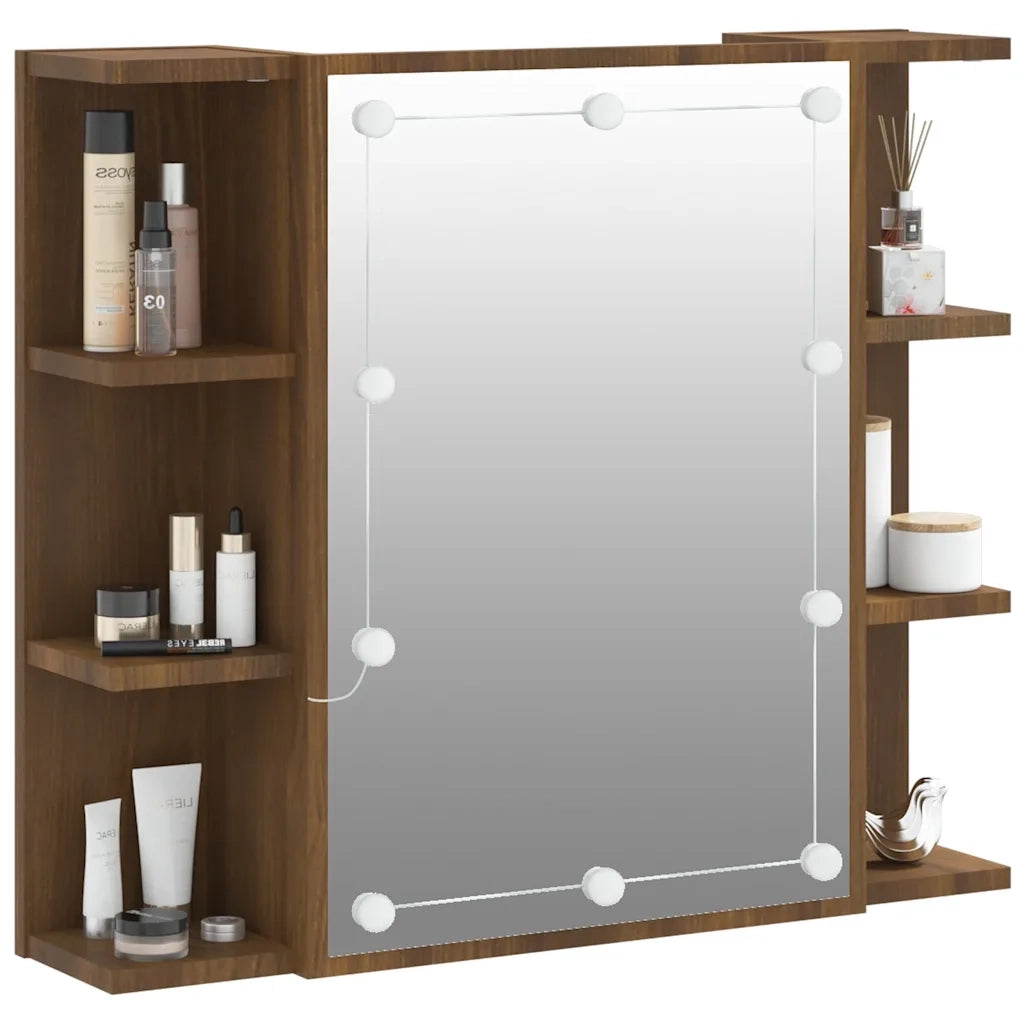 Mobile a Specchio | Armadio da bagno con LED Rovere Marrone 70x16,5x60 cm