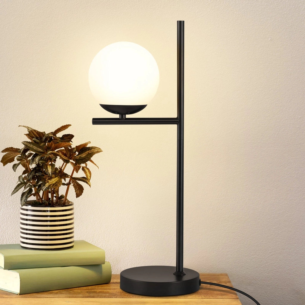 ZMH Lampada da tavolo vetro nero moderno E27 soggiorno per camera letto ufficio senza lampadina