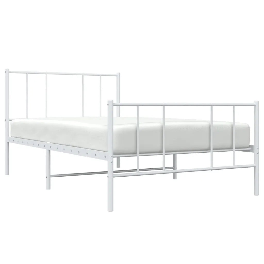 Giroletto con Testiera e Pediera-Struttura Letto Metallo Bianco 90x190 cm 505085