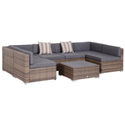 Set da Giardino Divano Modulabile e Tavolino in Rattan Grigio