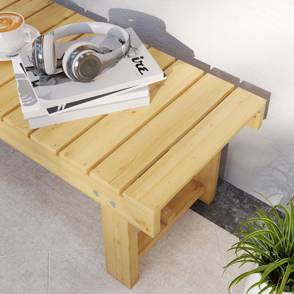 Panchina da giardino a 2 posti realizzata in legno massello impermeabile e resistente per giardino e terrazzo colore naturale.