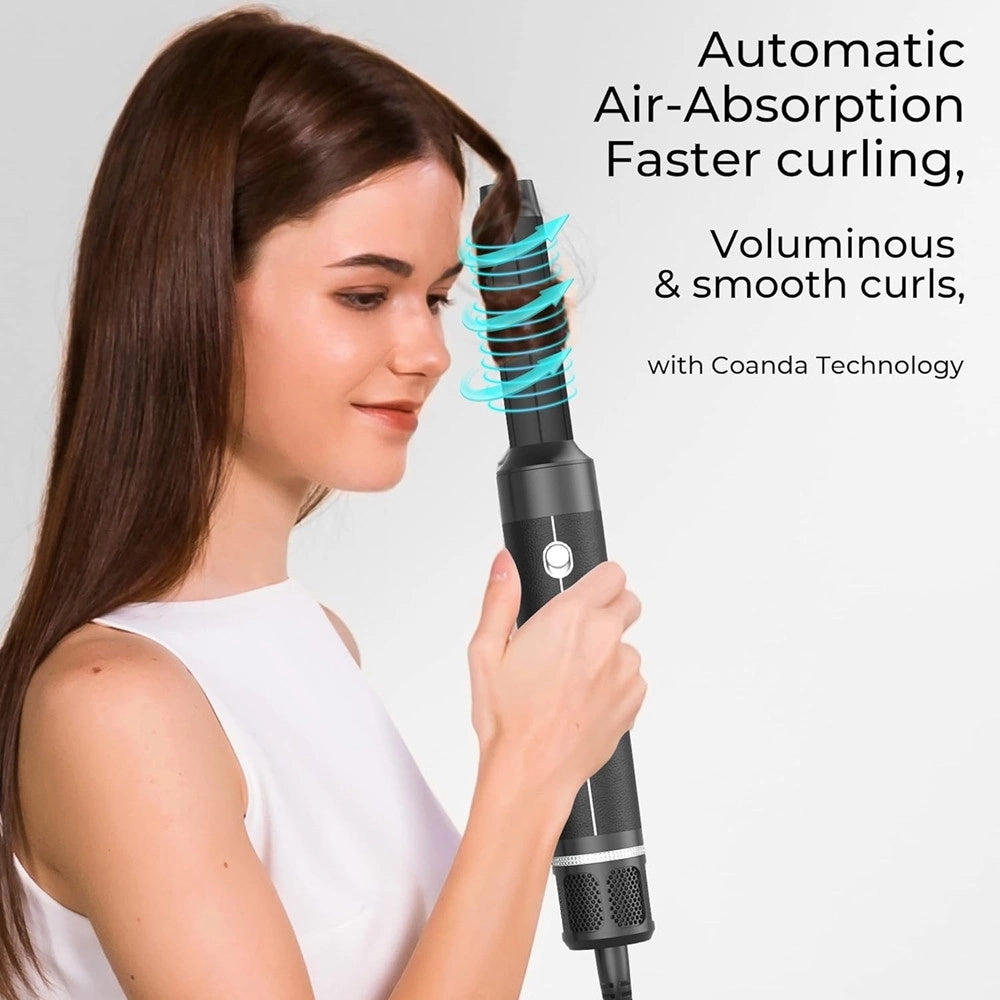 Trade Shop - Asciugacapelli Spazzola Phon Professionale Con Diffusore 7 In 1 Capelli Ricci Lisci -