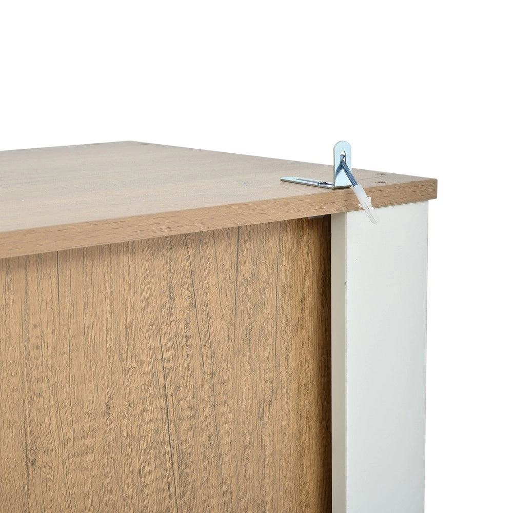 Vetrina Alta con Ante e Ripiani ¨C Xylo ¨C Bianco e Legno, LED, 70x40x188 cm