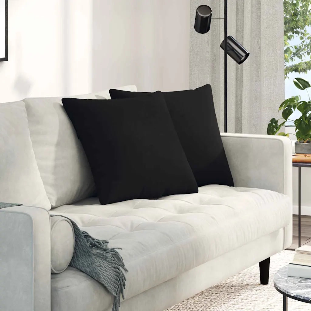 Cuscini da Divano 2 pz-Set di 2 Cuscini per Sofa Nero 50 x 50 cm Tessuto 458331