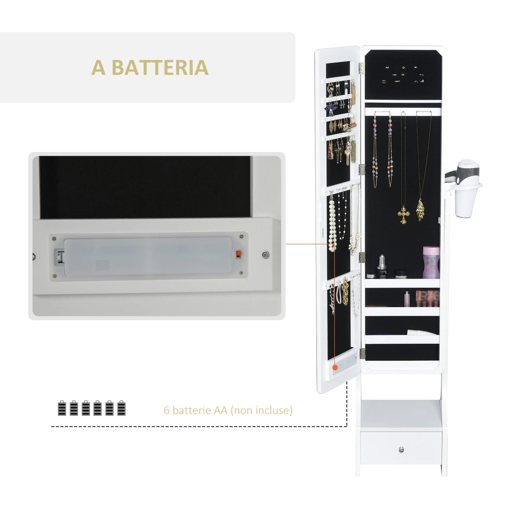 Armadio Portagioie Specchio e Luci LED Regolabili con Interruttore Touch