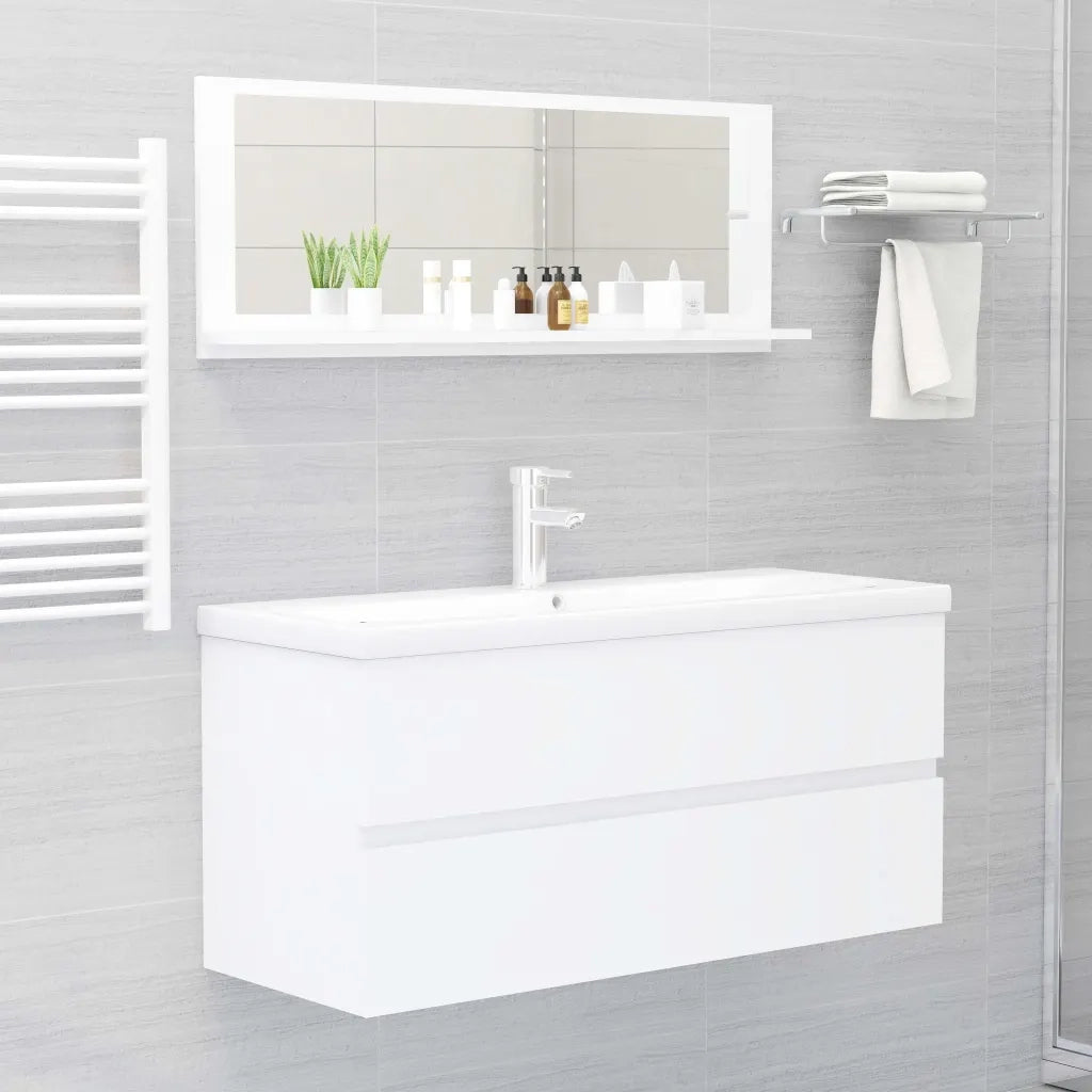 Specchio da Bagno Bianco 100x10,5x37 cm in Legno Multistrato 804589