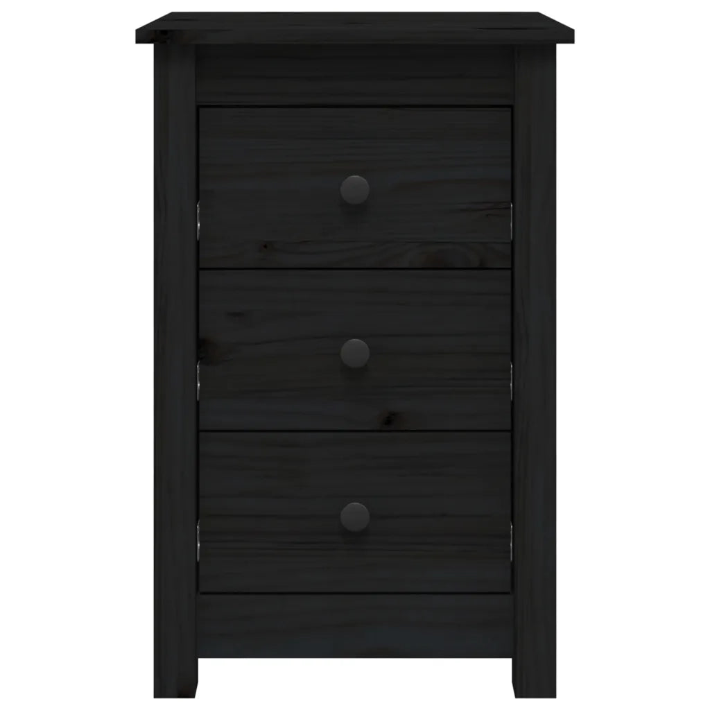 Comodini 2 pz Nera 40x35x61,5 cm in Legno Massello di Pino cod mxl 49559