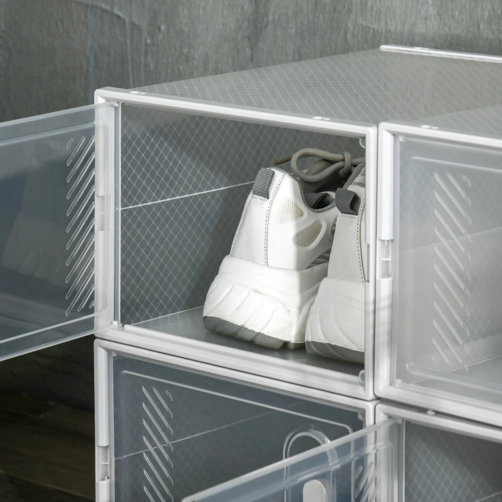 Scarpiera fai-da-te con 8 scomparti, contenitore rettangolare per scarpe, in plastica trasparente, 25x35x19 cm