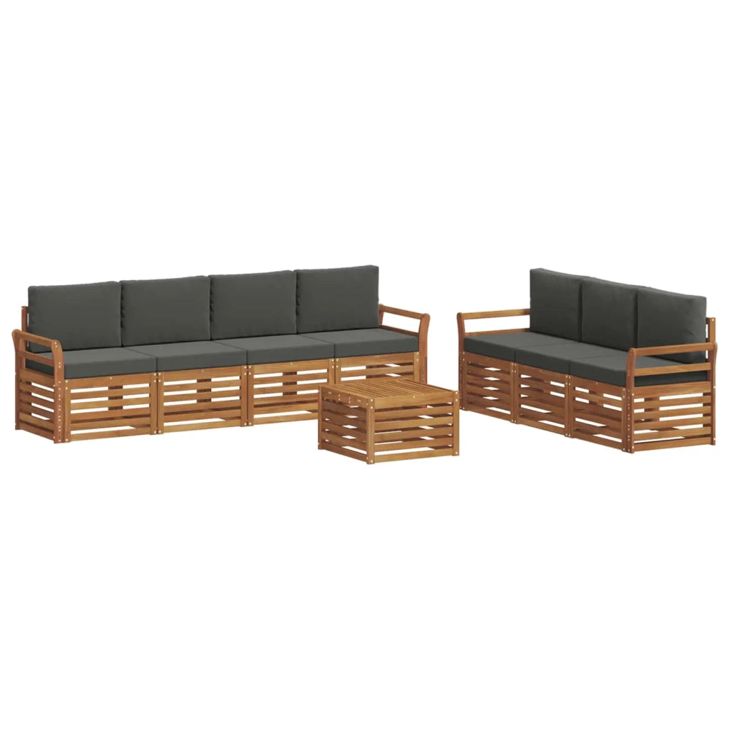 Set divani 8 pcs Naturale e Antracite Legno di Acacia Massello