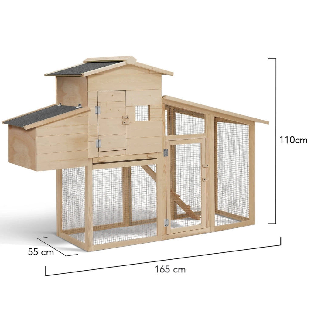 IDMarket - Pollaio con cassetta nido in legno per 2-3 polli COMFORT