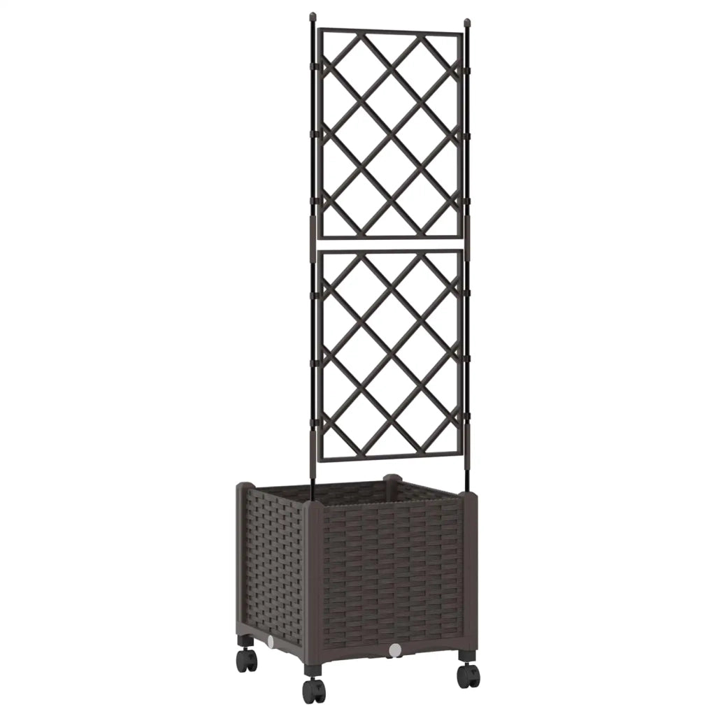 Vaso da giardino con grigliato e ruote Marrone 40 x 40 x 149 cm 3422939