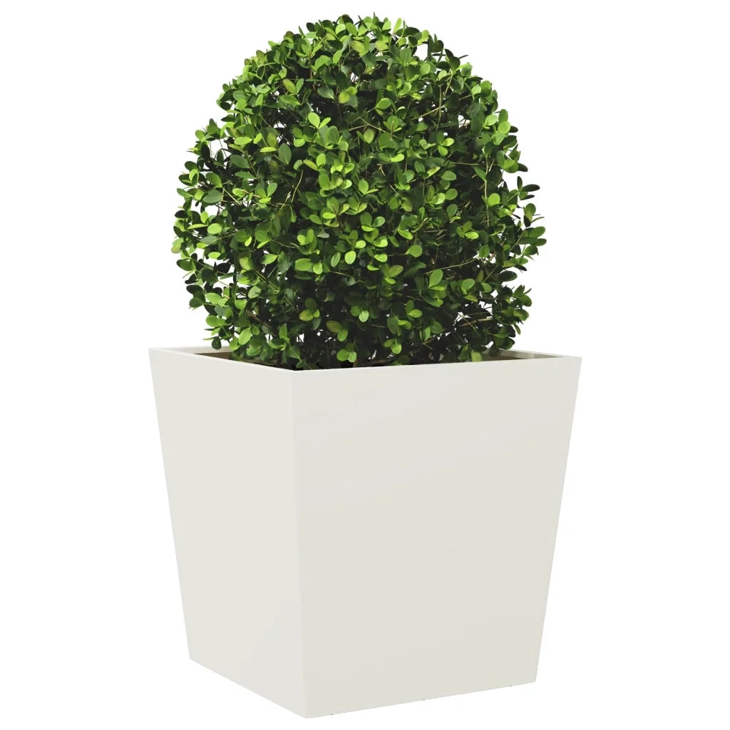 Fioriere da Giardino 2 pz Bianche 50x50x50 cm in Acciaio