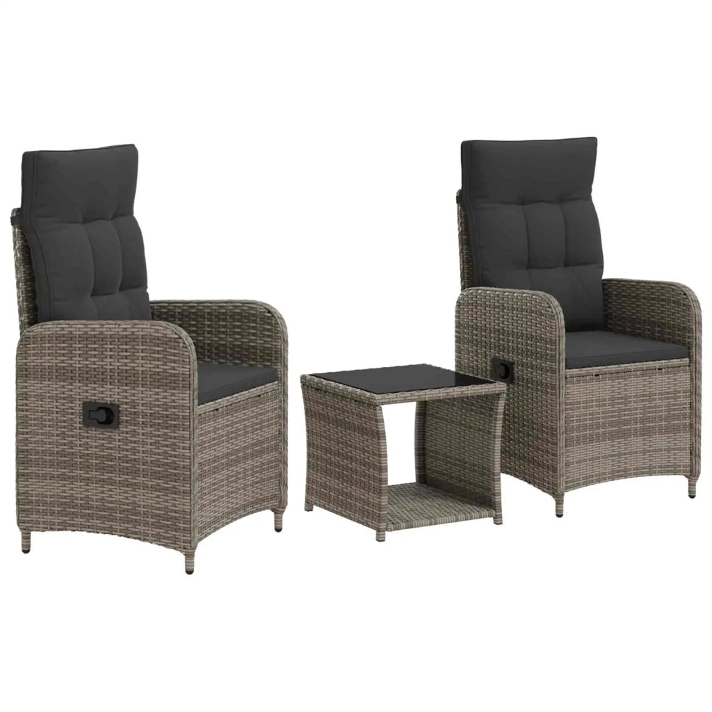 Set Lounge da Giardino 3 pz Grigio e Grigio Scuro 3422363