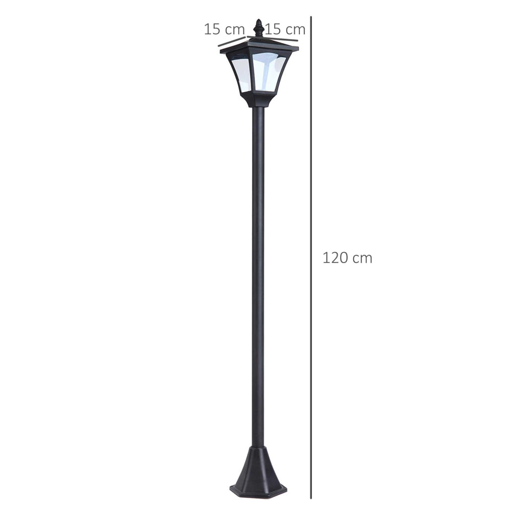 Lanterna Da Giardino Solare Nero 15 X 15 X 120 Cm Plastica Con Sensore Crepuscolare