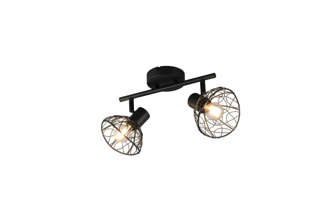 Faretto soffitto industriale nero gabbia 2xE14 YAKO RL