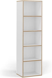 Libreria Tetrix, Bianco, 40 x 140 cm con 5 scomparti, per la conservazione di libri e decorazioni