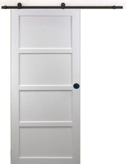 Porta Scorrevole Tamera Bianca 4 ante H204 x L73 + Guida a rulli e 2 Gusci Neri