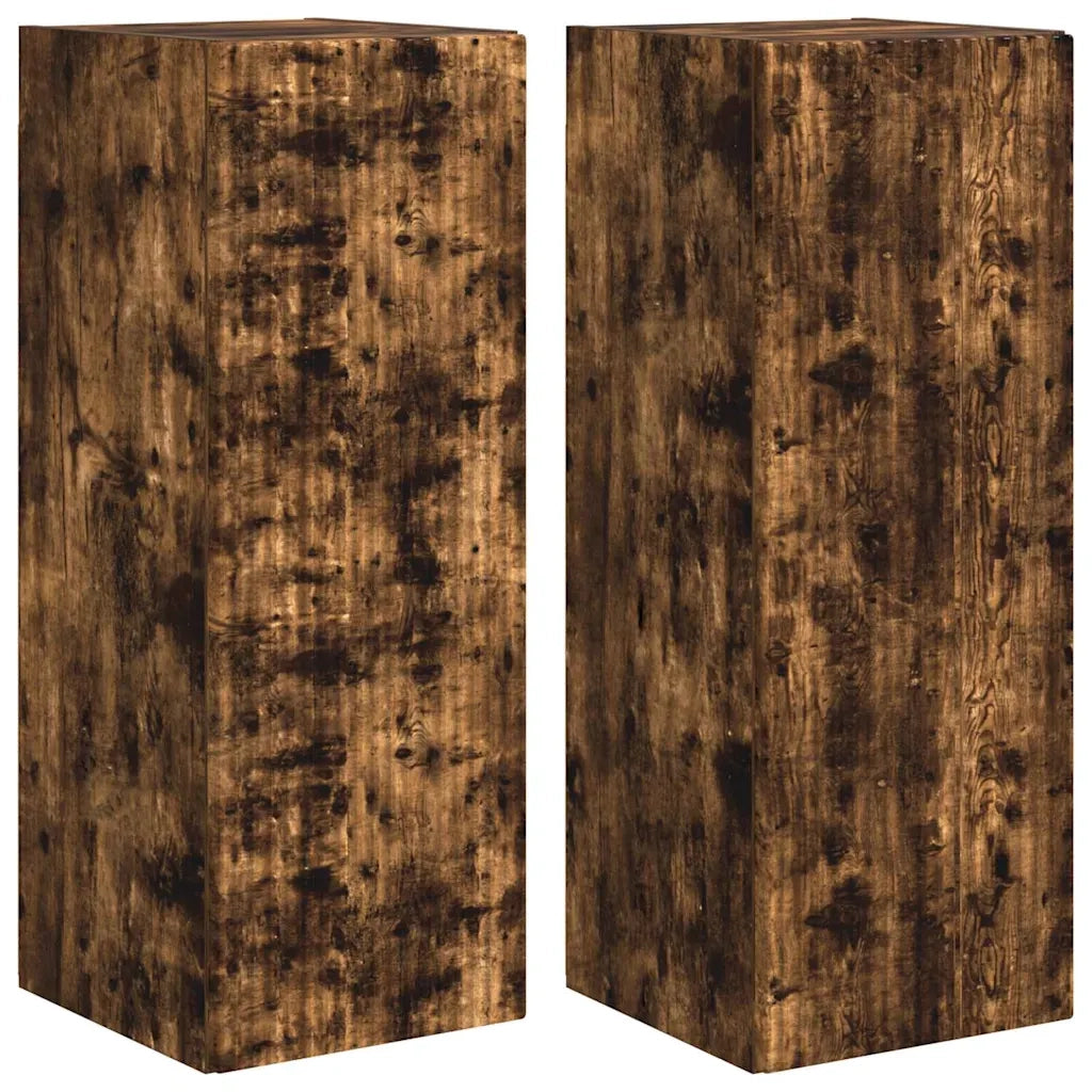 Mobile TV da parete 2 pz-Set di 2 Mobile TV a Muro-Credenza TV Rovere fum¨¦ 30 x 31 x 80 cm