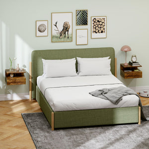 Set 2 Comodini Sospesi per Camera da Letto 35x32x22,5 cm con Cassetto in Legno Marrone