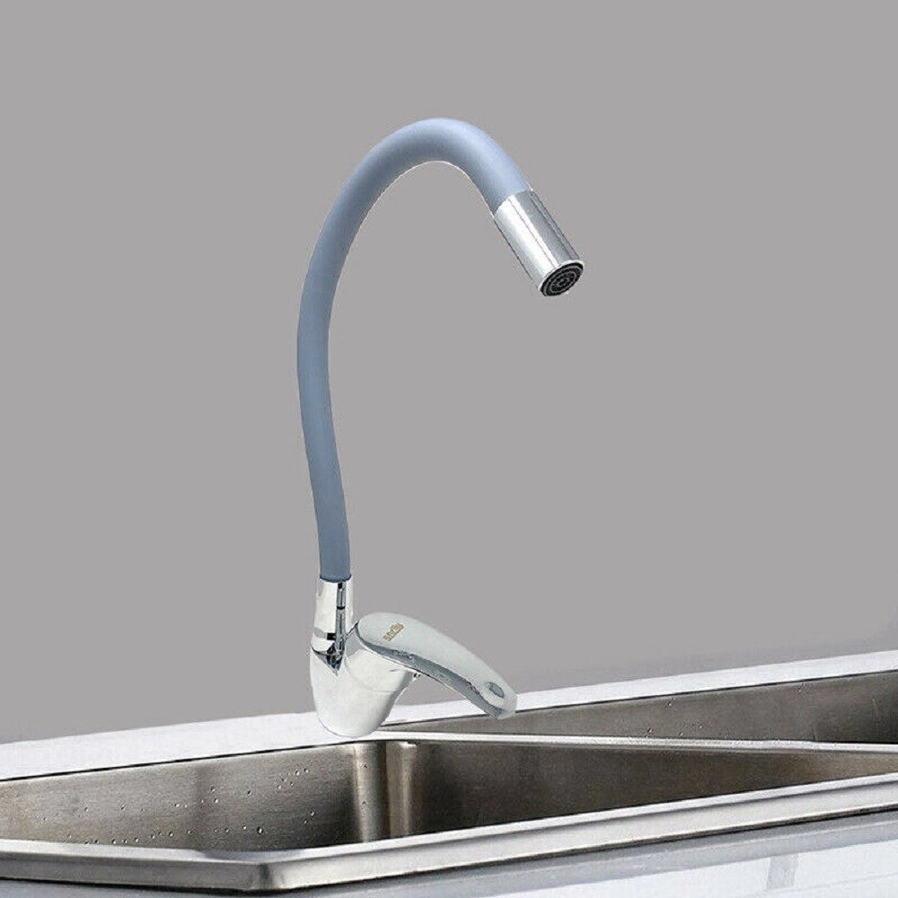Trade Shop - Rubinetto Cucina Canna Alta Silicone Miscelatore Lavello Orientabile 69369 Grigio -