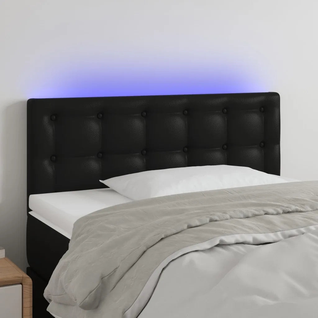 Testiera | Testata Nera a LED 100x5x78/88 cm in Similpelle