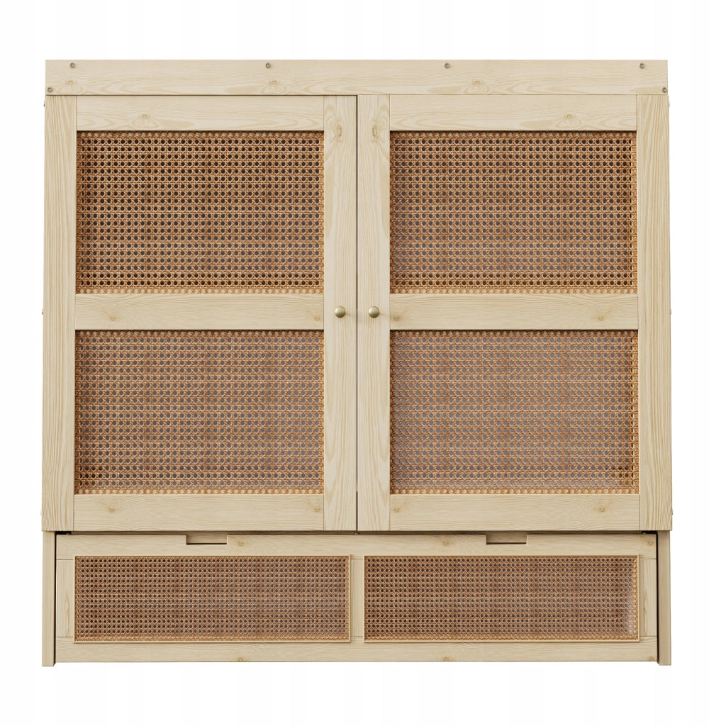 Letto armadio in rattan - Xylo - 140x200 con cassetti