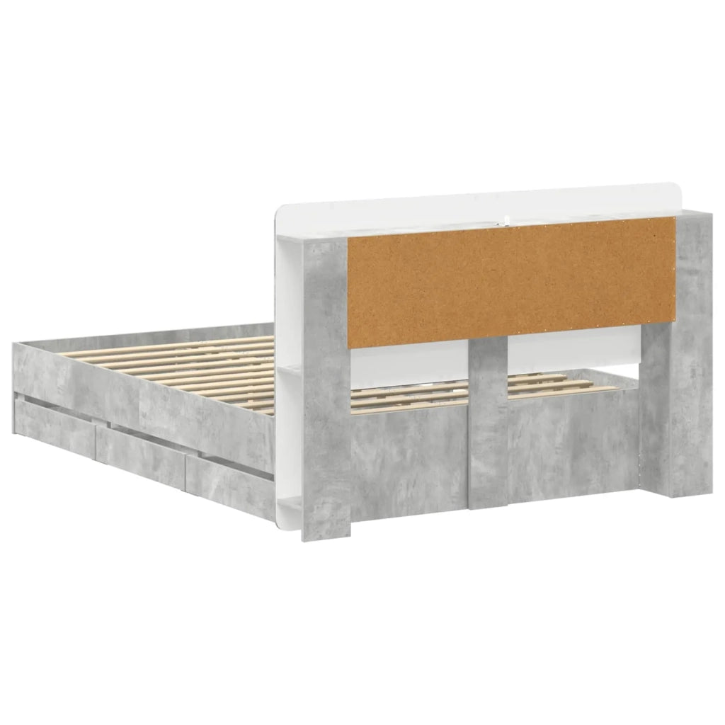 Struttura del letto con stoccaggio e testata Grigio Cemento 3434053