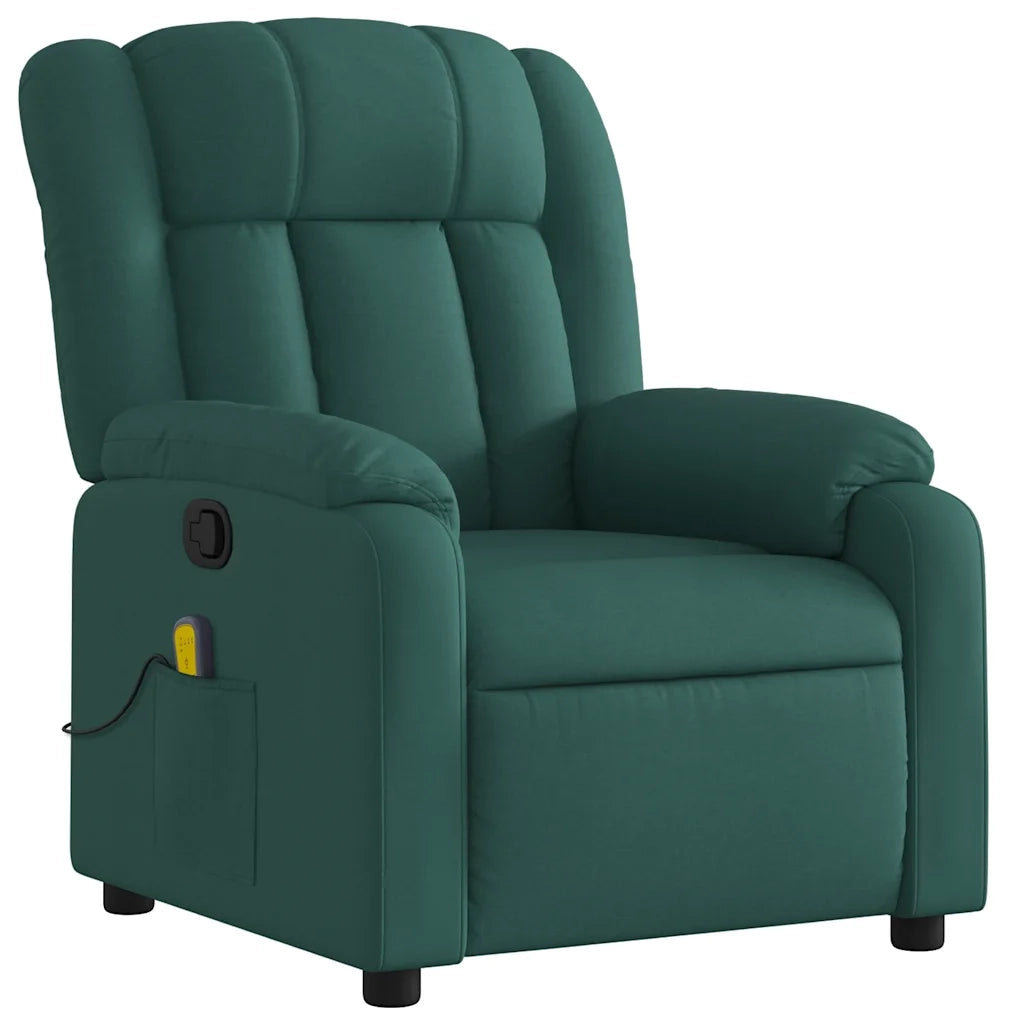 Poltrona Massaggiante Reclinabile Verde Scuro in Tessuto 373592